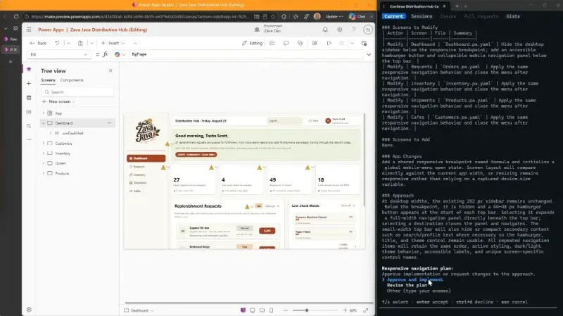 Microsoft Power Apps, tuval uygulamalarında ajanlarla ortak yazarlığı genel kullanıma açtı.
