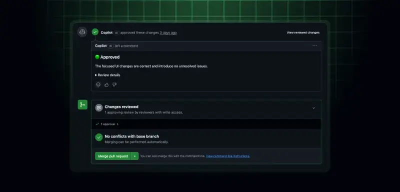 GitHub, Copilot code review’ün artık çekme isteklerini onaylayabildiğini duyurdu.